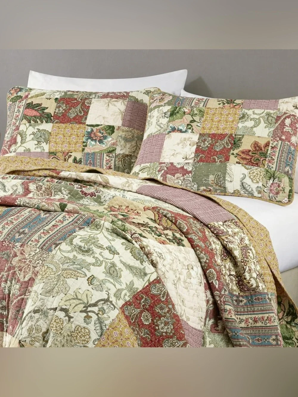 Vintage Patchwork Floral oversized king 3 piece Quilt Set  100% cotton